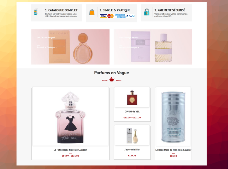 Vente en ligne de produits cosmétiques accueil 2